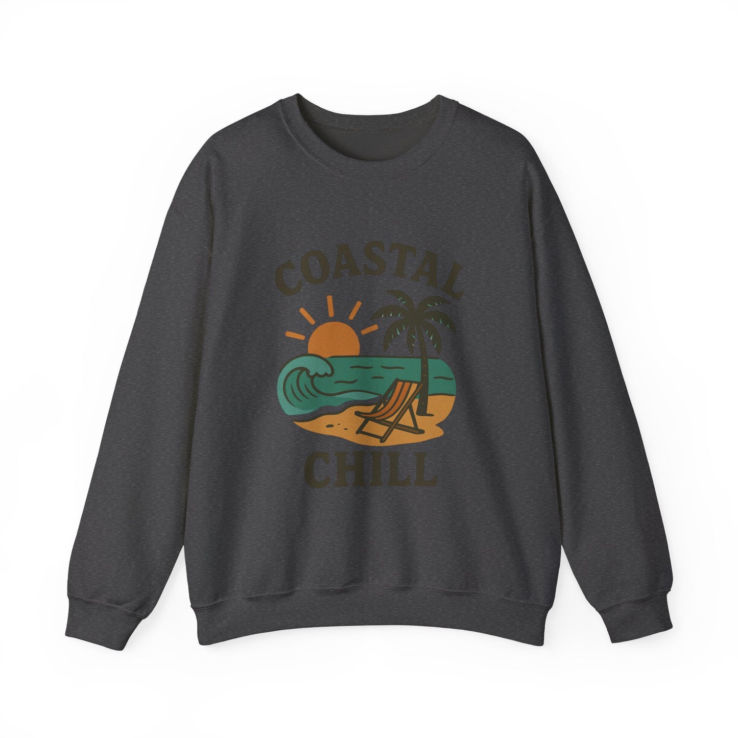 Coastal Chill Crewneck Sweatshirt - Perfect for Beach Lovers, Summer Vibes, Relaxation, Gifts, Outdoor Adventures