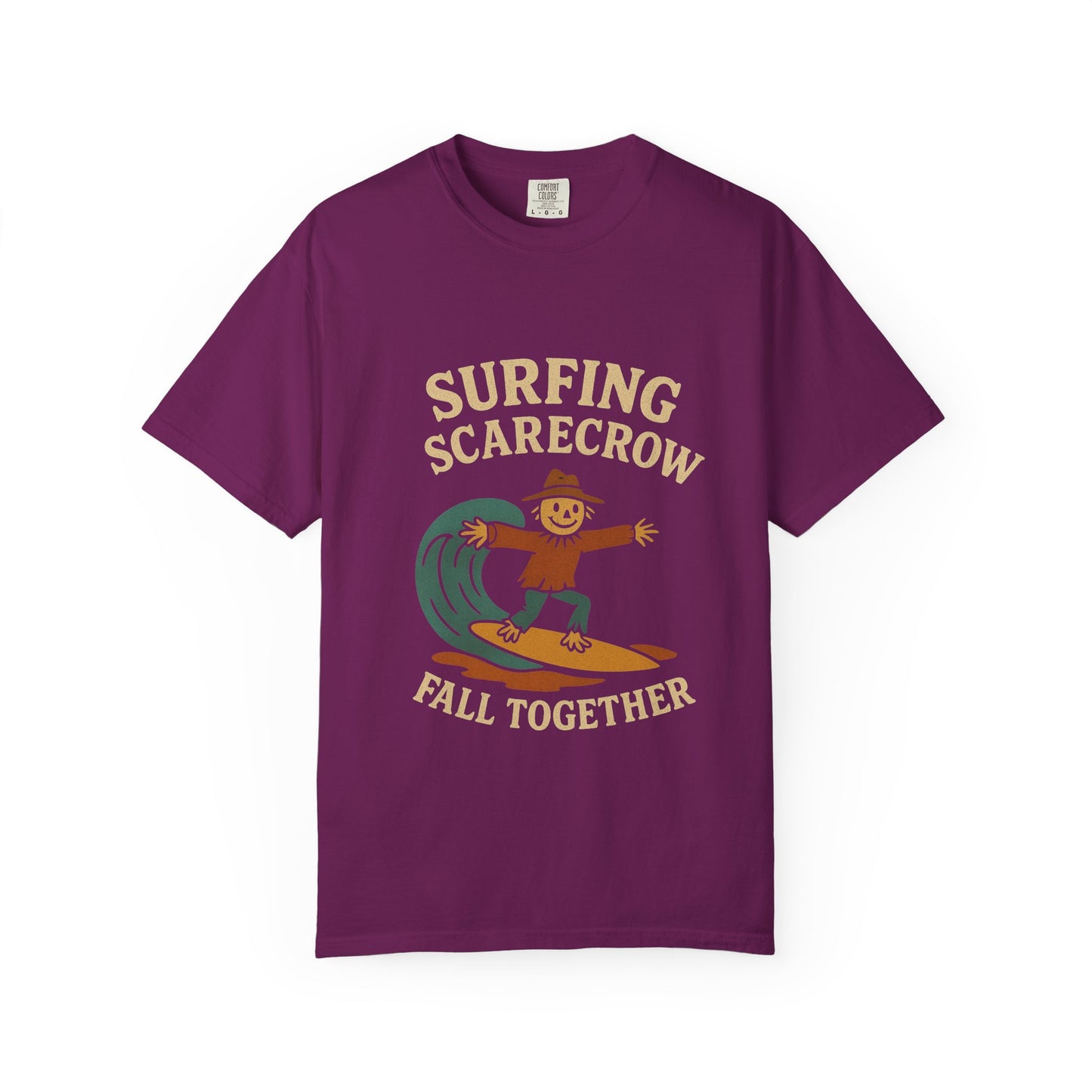 Surfing Scarecrow Unisex T-shirt - Vintage Fall Vibe, Perfect for Beach Days, Casual Outfits, Halloween, and Gifts