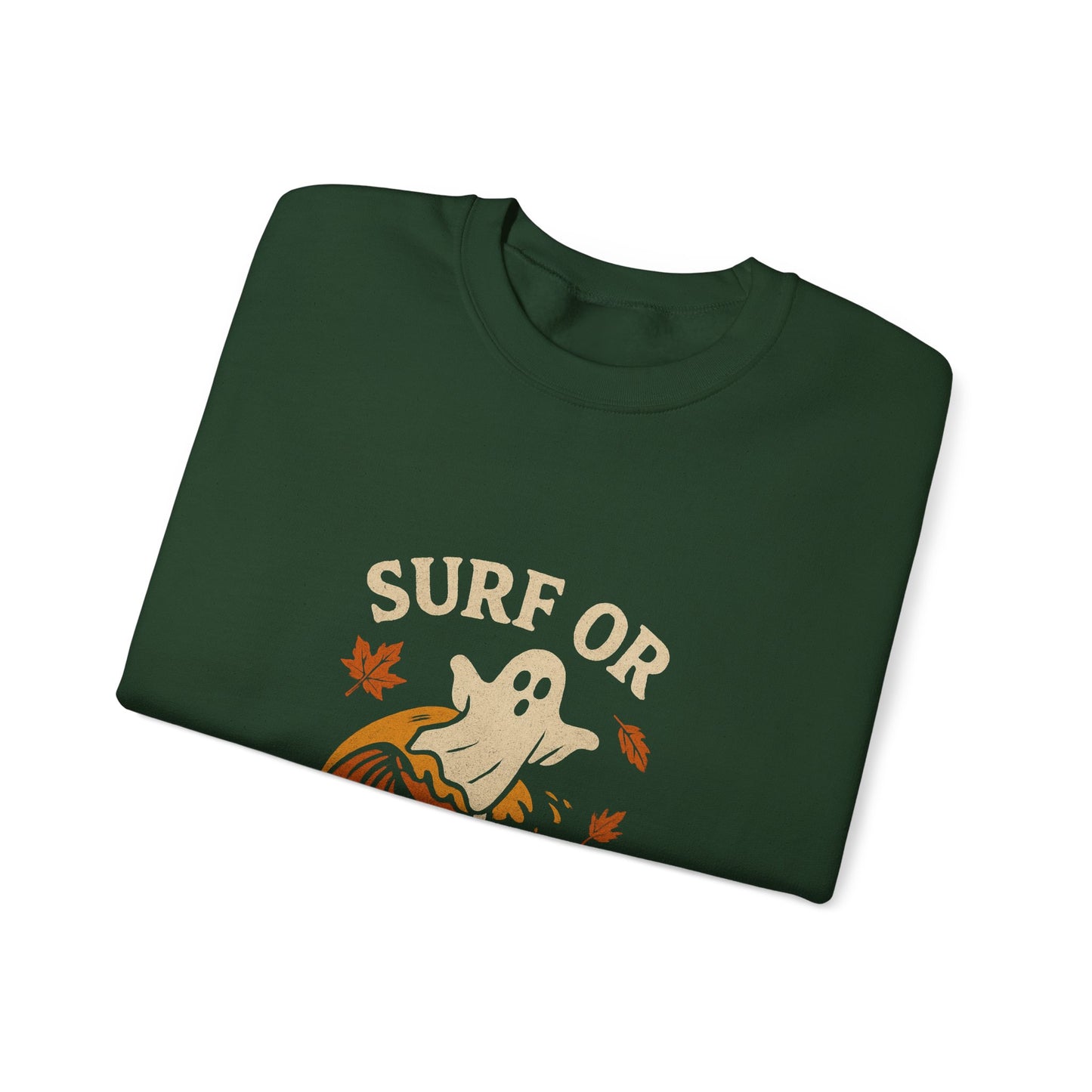 Halloween Ghost Surf Sweatshirt, Cozy Unisex Crewneck, Cute Fall Apparel, Trick or Treat Gift, Spooky Season Outfit