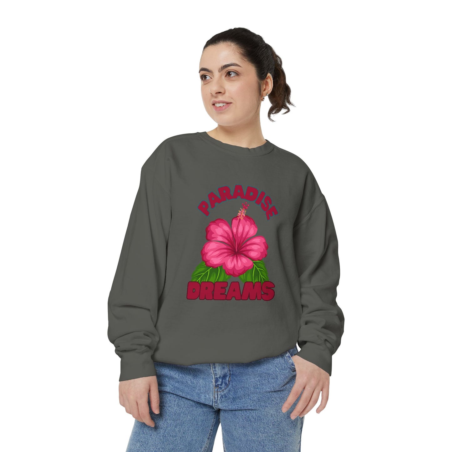 Paradise Dreams Sweatshirt, Comfort Wear, Relaxed Fit, Summer Fashion, Beach Vibes, Gift for Nature Lovers