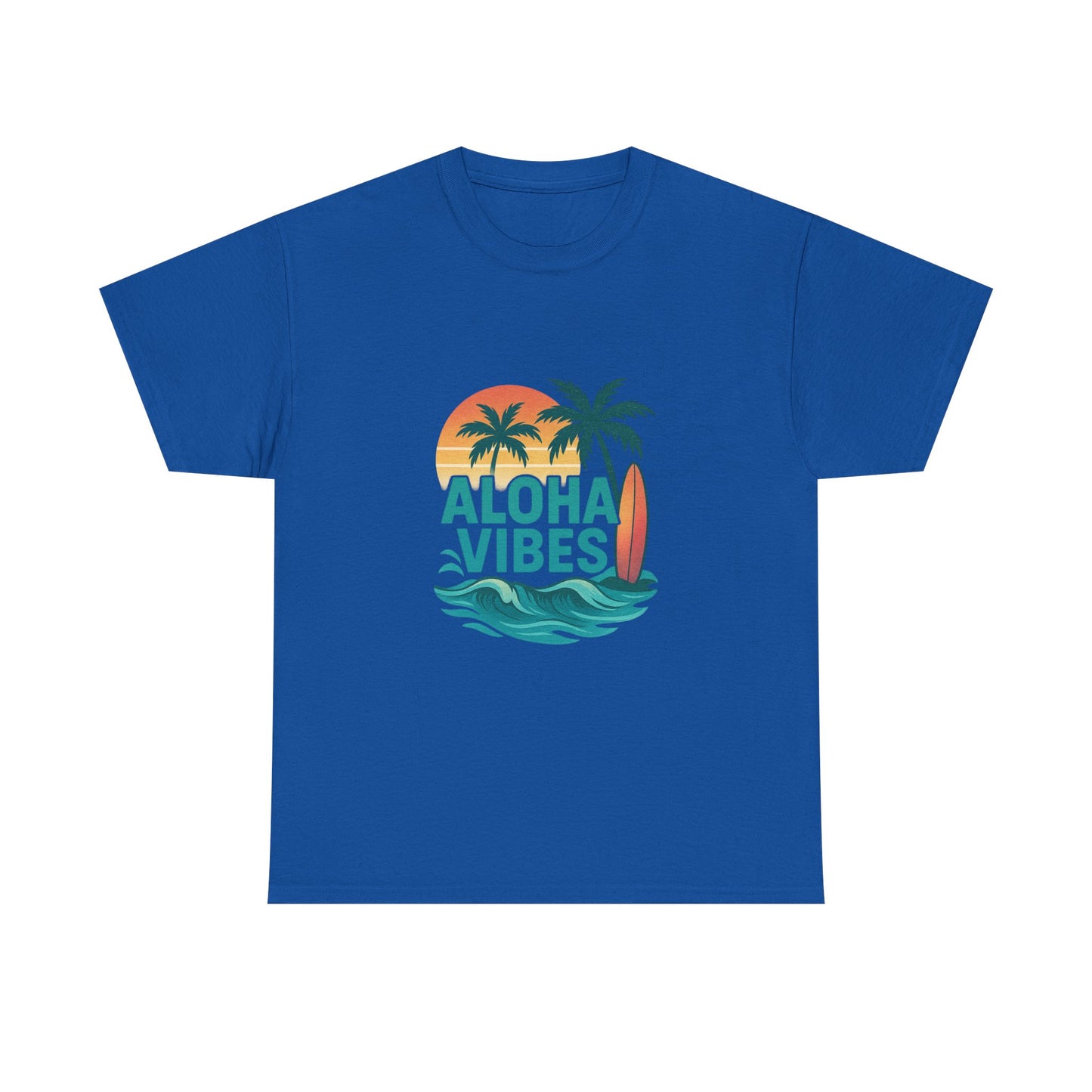 Aloha Vibes Unisex Heavy Cotton Tee, Beach Shirt, Summer T-Shirt, Vacation Apparel, Gift for Men and Women