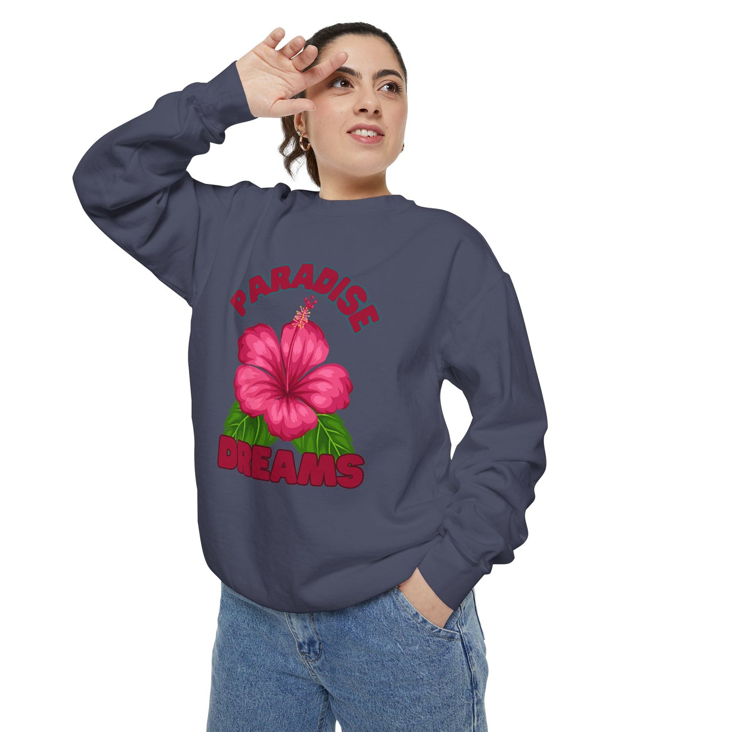 Paradise Dreams Sweatshirt, Comfort Wear, Relaxed Fit, Summer Fashion, Beach Vibes, Gift for Nature Lovers