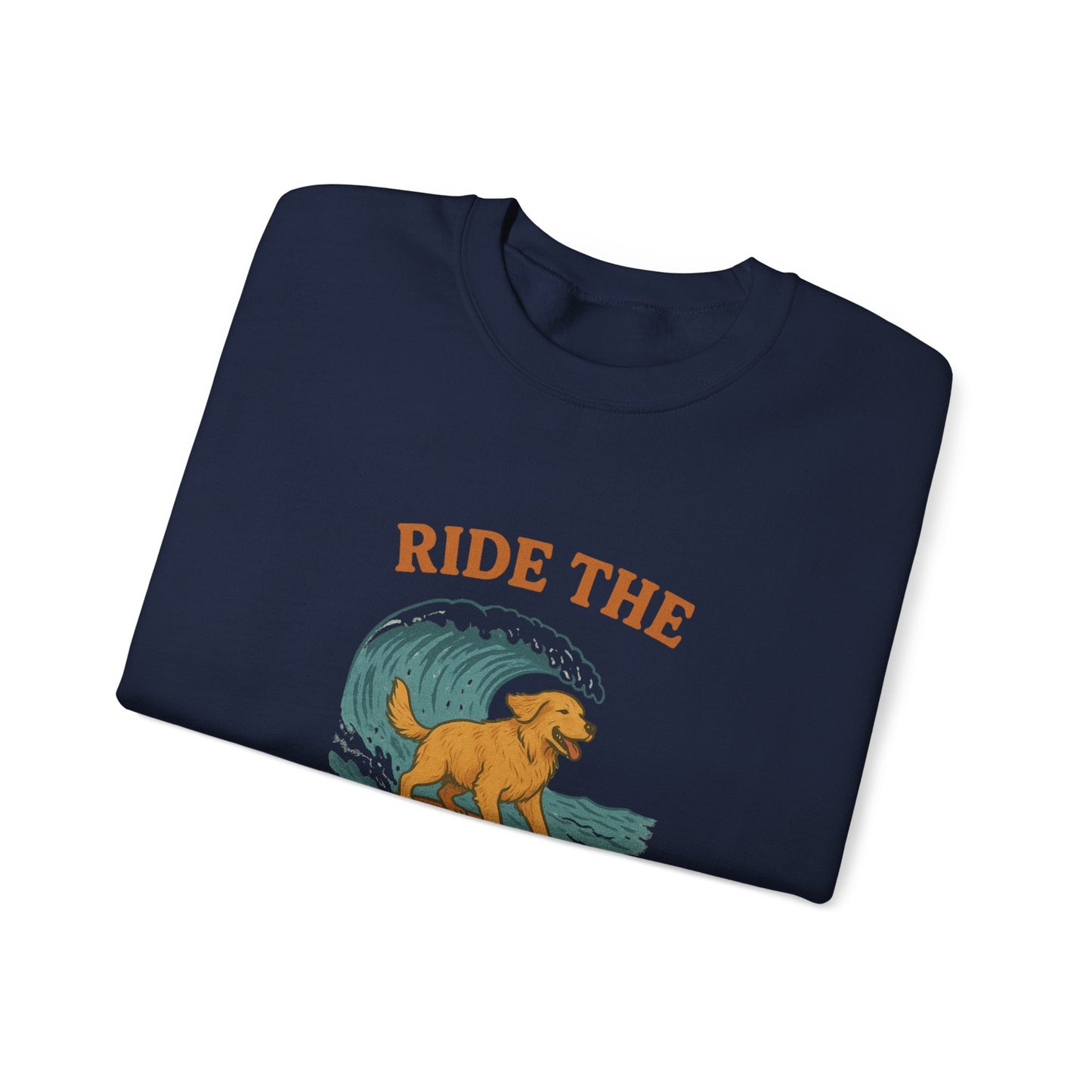 Ride the Wave Dog Sweatshirt, Unisex Crewneck, Pet Lover Gift, Coastal Vibes Apparel, Casual Beachwear, Dog Owner Gift