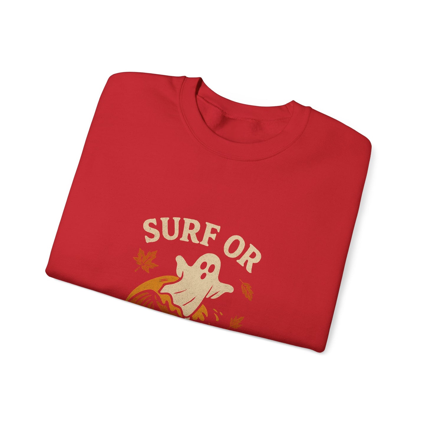 Halloween Ghost Surf Sweatshirt, Cozy Unisex Crewneck, Cute Fall Apparel, Trick or Treat Gift, Spooky Season Outfit
