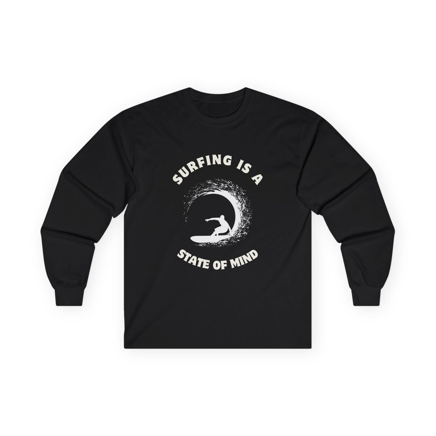 Surfing Spirit Long Sleeve Tee, Surf T-Shirt, Beachwear, Casual Wear, Gift for Surfers, Ocean Lover Tee.