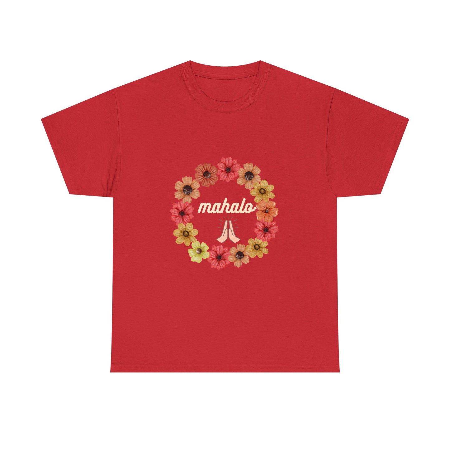 Mahalo Floral Unisex Heavy Cotton Tee | Comfortable Graphic Tee, Casual Wear, Gift for Friends, Summer Vibes, Beach Day Essential