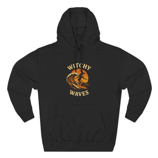 Witchy Waves Fleece Hoodie | Cozy Surfwear, Perfect for Beach Lovers, Gift for Surfers, Fall Fashion, Halloween Apparel