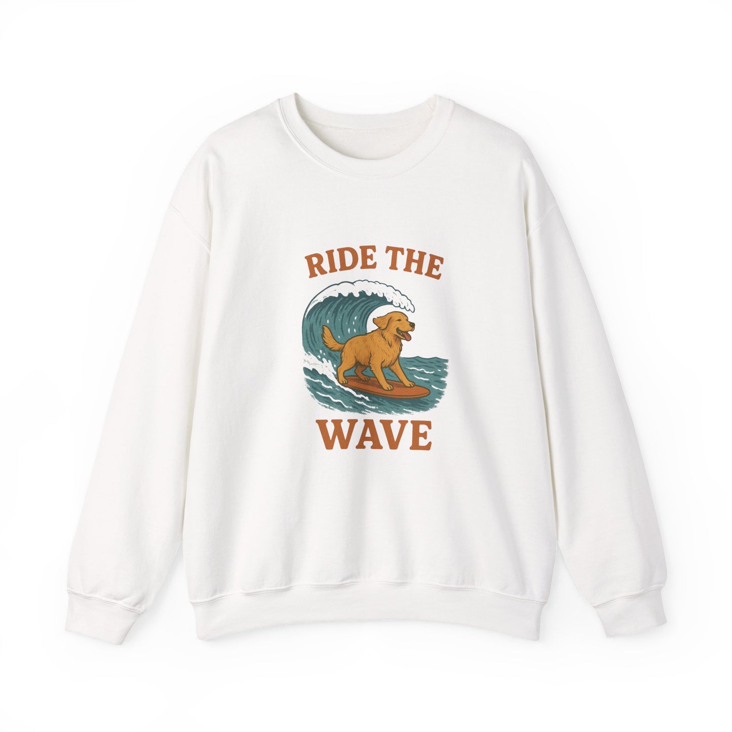 Ride the Wave Dog Sweatshirt, Unisex Crewneck, Pet Lover Gift, Coastal Vibes Apparel, Casual Beachwear, Dog Owner Gift