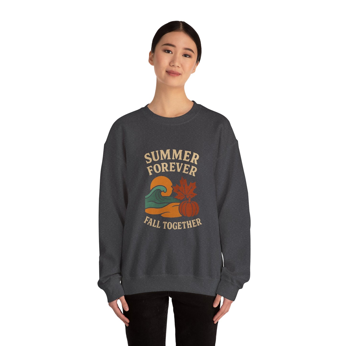 Cozy Fall Sweatshirt: Summer Forever Fall Together, Unisex Crewneck, Autumn Fashion, Seasonal Gift, Casual Wear
