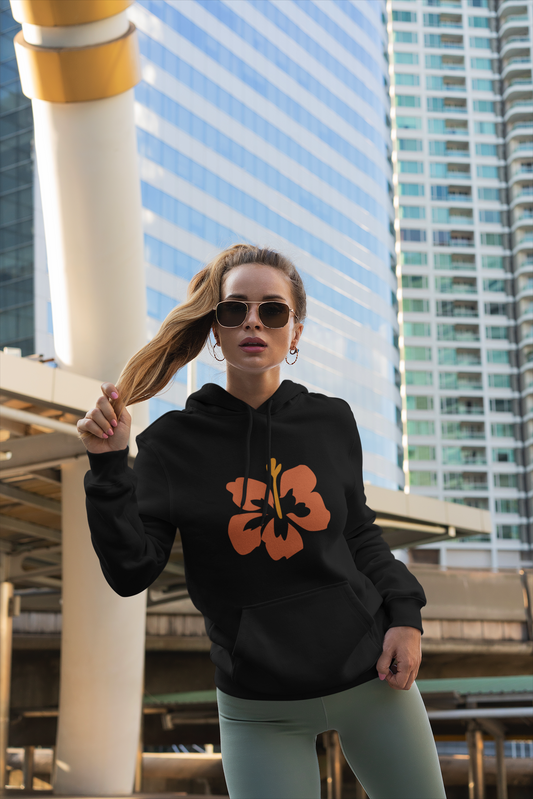 Tropical Flower Fleece Hoodie | Cozy Pullover for Beach Days, Casual Outings, Gift for Her, Summer Fashion, Spring Break Style