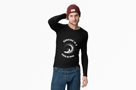 Surfing Spirit Long Sleeve Tee, Surf T-Shirt, Beachwear, Casual Wear, Gift for Surfers, Ocean Lover Tee.
