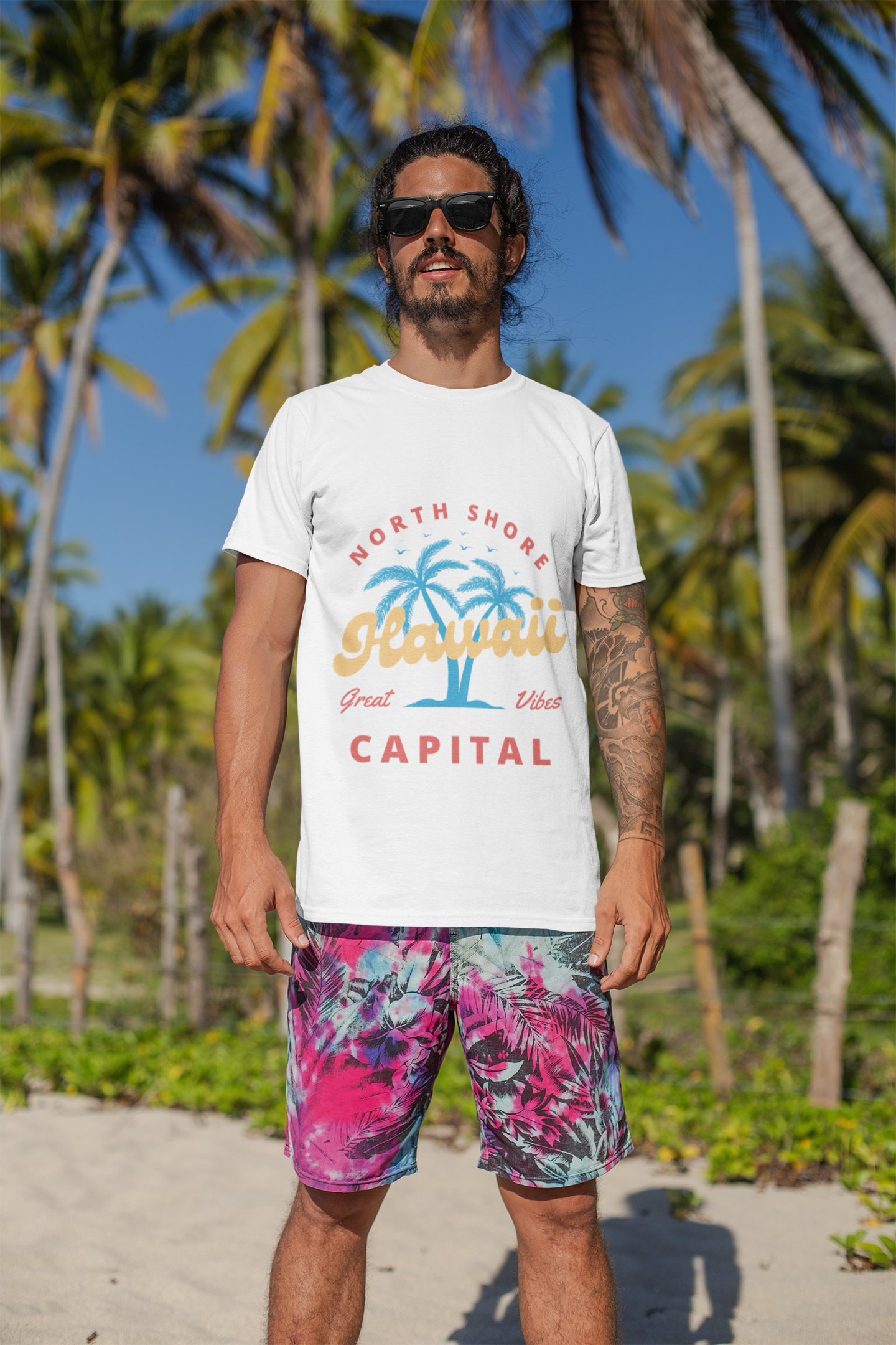 Tropical Paradise Tee, Summer Vibes Shirt, Hawaii Graphic Tee, Beach Day Outfit, Casual Wear for Vacation