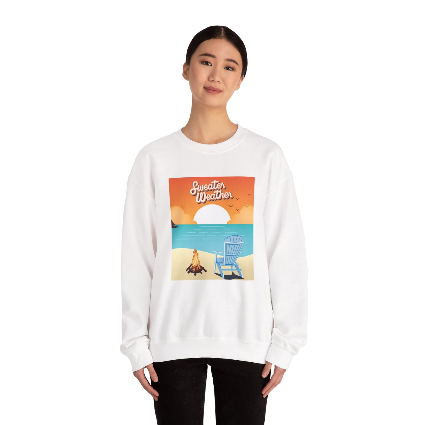 Cozy Beach Vibes Crewneck Sweatshirt - Perfect for Autumn Outings, Sweatshirt Weather, Unisex Gift, Warm Layering