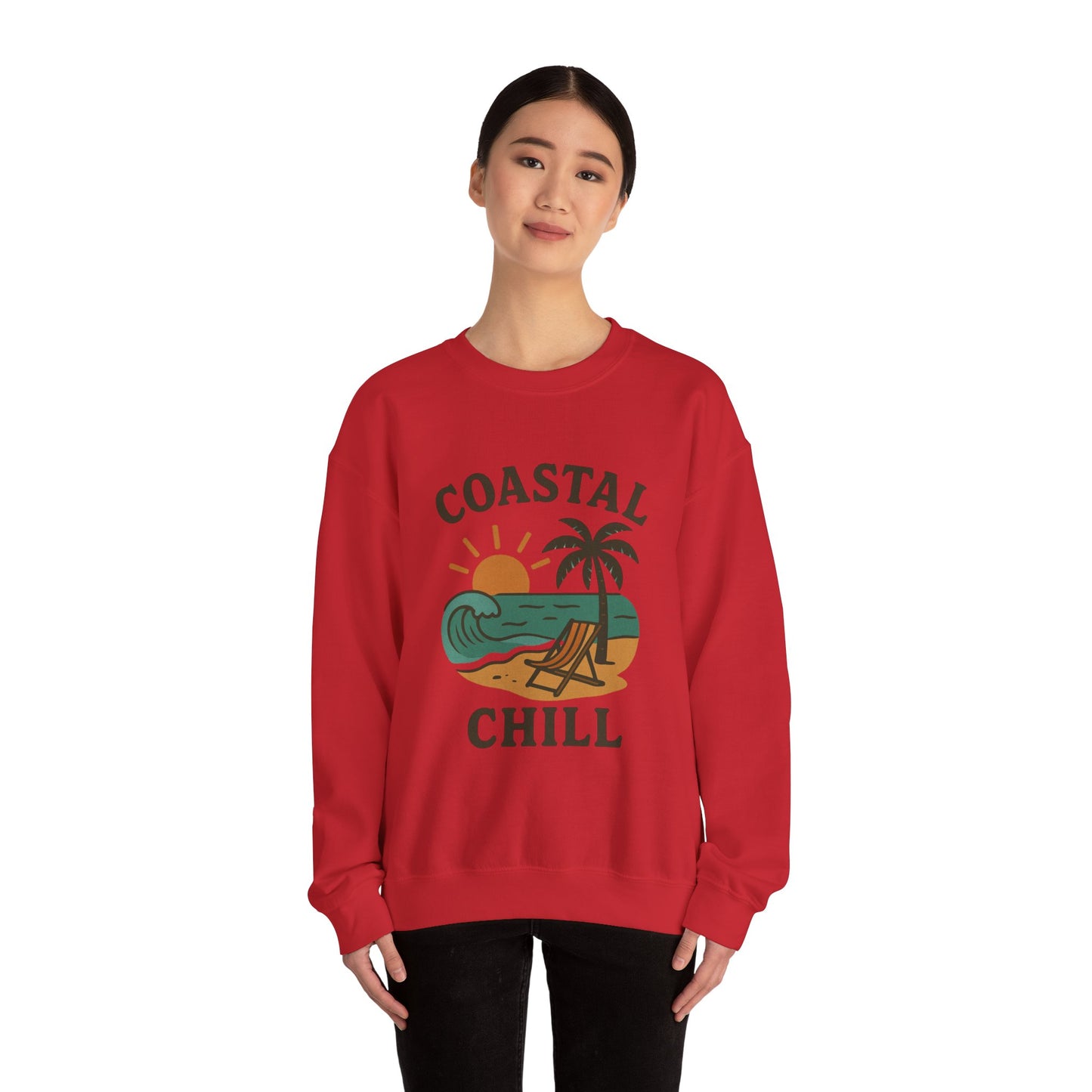 Coastal Chill Crewneck Sweatshirt - Perfect for Beach Lovers, Summer Vibes, Relaxation, Gifts, Outdoor Adventures