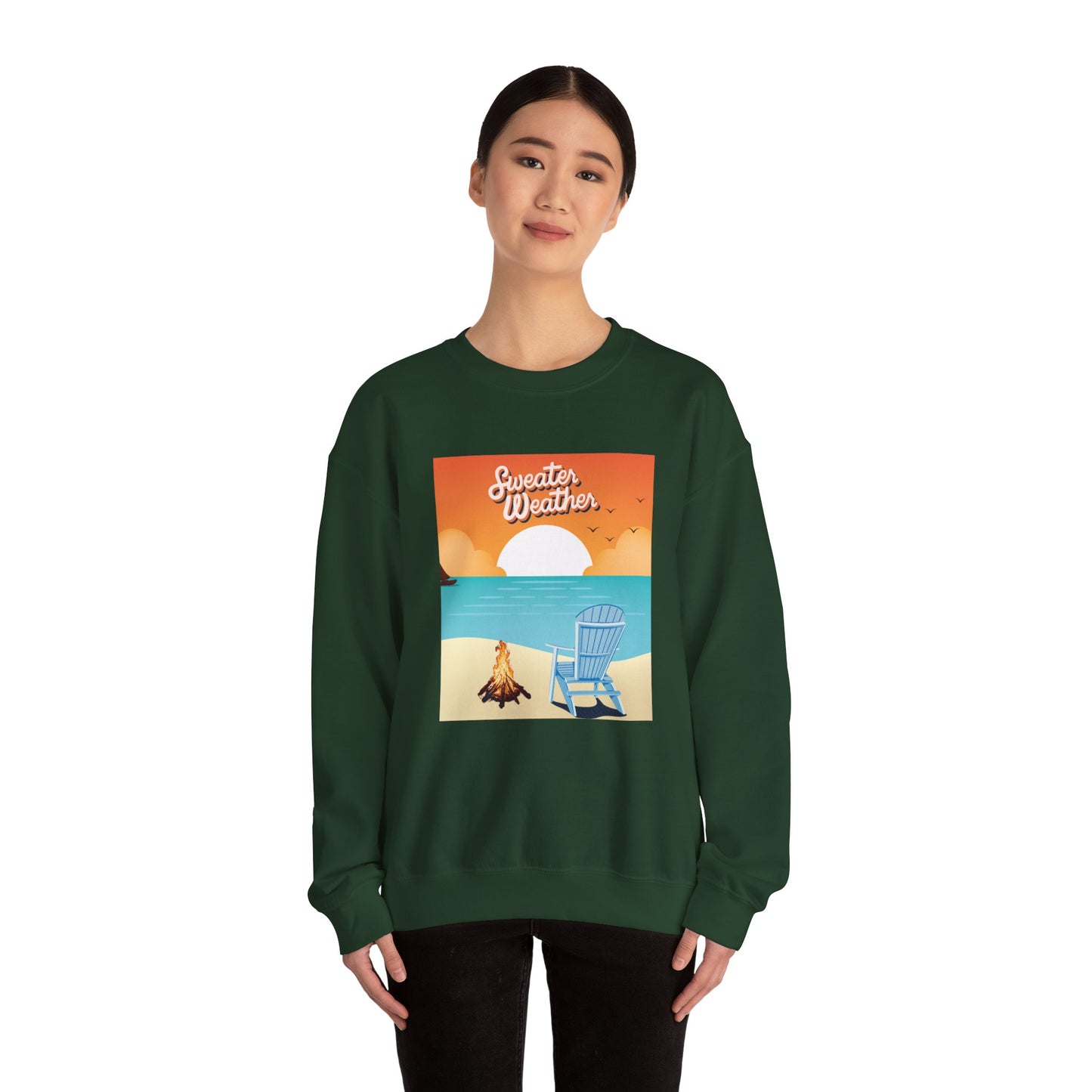 Cozy Beach Vibes Crewneck Sweatshirt - Perfect for Autumn Outings, Sweatshirt Weather, Unisex Gift, Warm Layering
