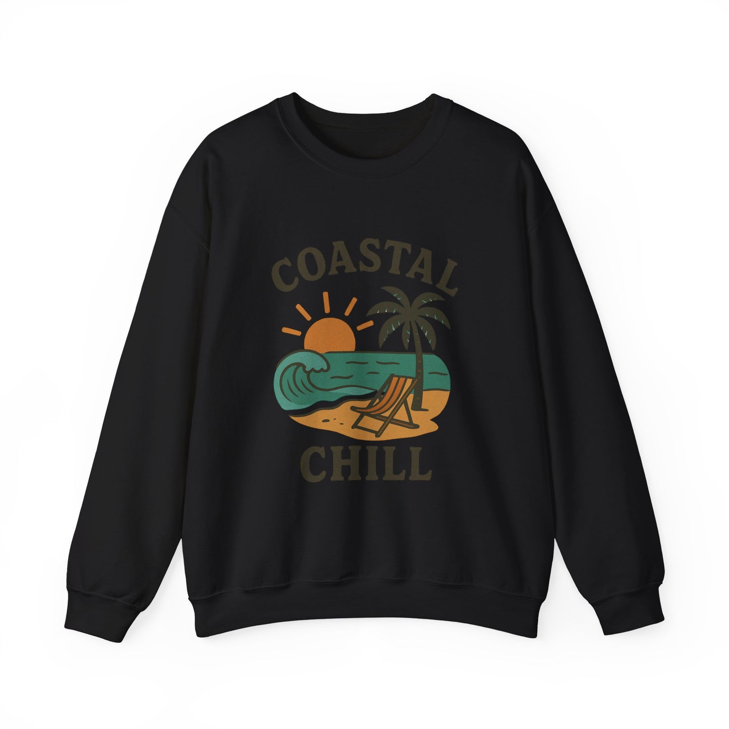 Coastal Chill Crewneck Sweatshirt - Perfect for Beach Lovers, Summer Vibes, Relaxation, Gifts, Outdoor Adventures