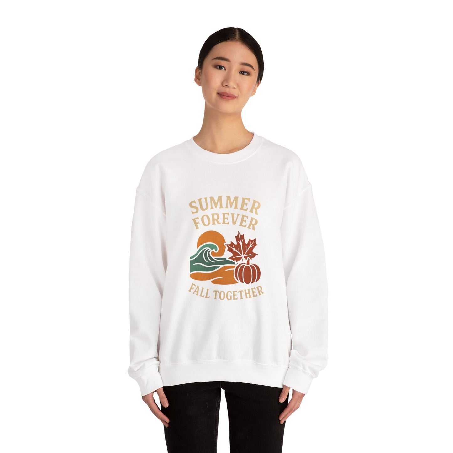 Cozy Fall Sweatshirt: Summer Forever Fall Together, Unisex Crewneck, Autumn Fashion, Seasonal Gift, Casual Wear