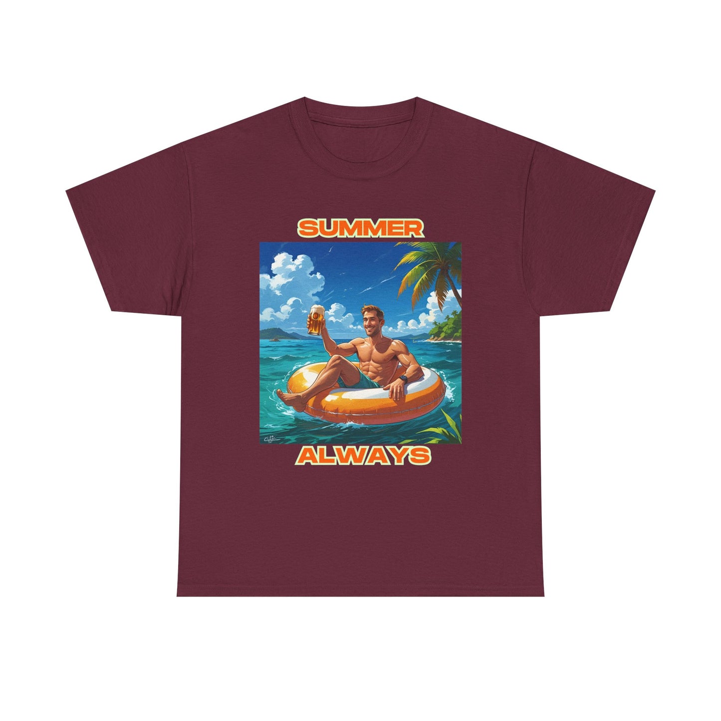 Summer Always Men's T-shirt, fun t-shirt, silly tees, beach style, relaxing mode