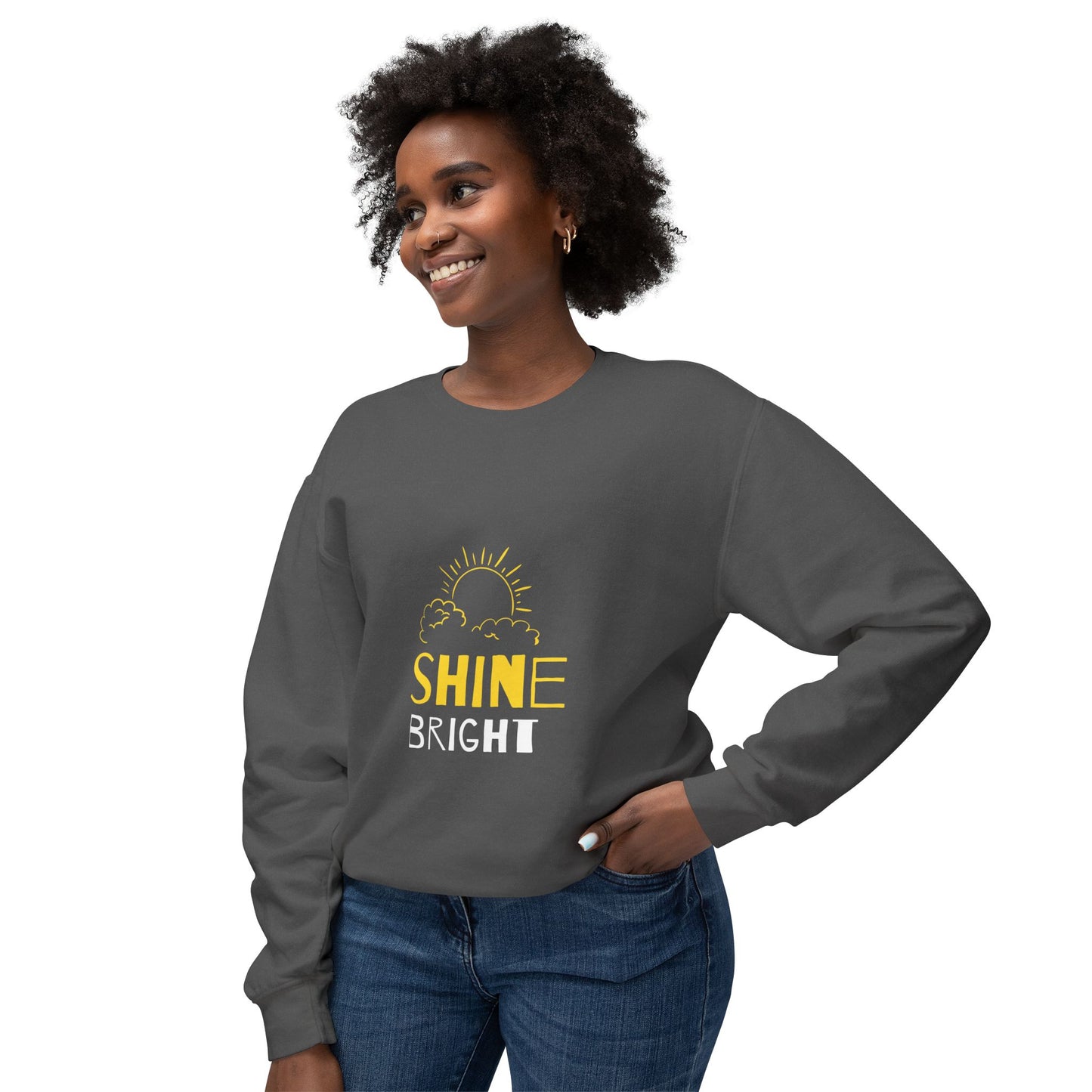 Shine Bright Crewneck Sweatshirt, Inspirational Gift, Cozy Fashion, Unisex Apparel, Motivational Wear, Perfect for All Seasons