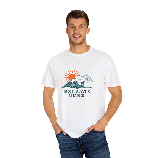 Sun & Waves Chaser Unisex T-Shirt, Beach Vibes Shirt, Summer Casual Wear, Surfing Apparel, Gift for Ocean Lovers