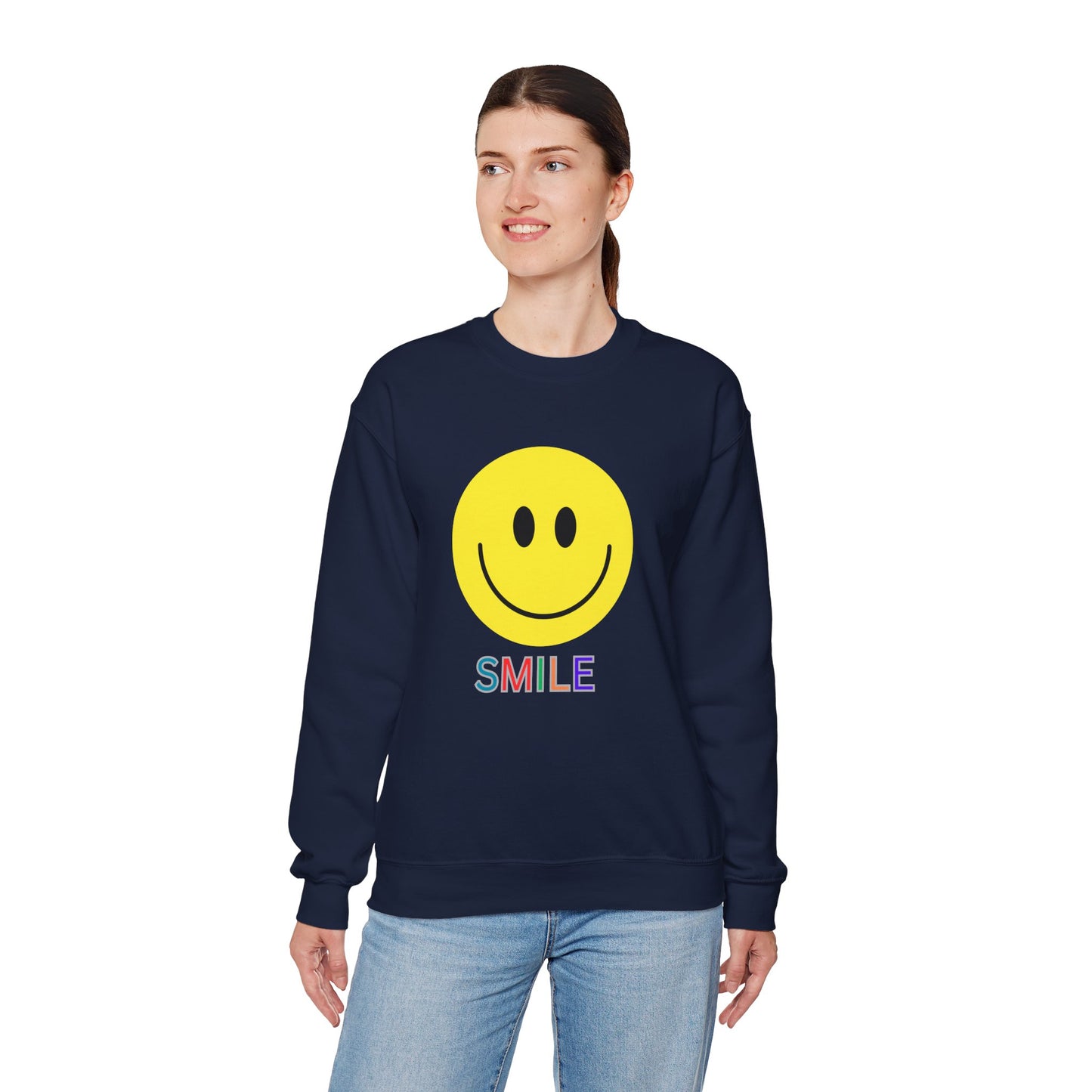 Smile Graphic Crewneck Sweatshirt, Unisex Smile Sweater, Cozy Gift for Him/Her, Cute Loungewear, Positive Vibes Apparel