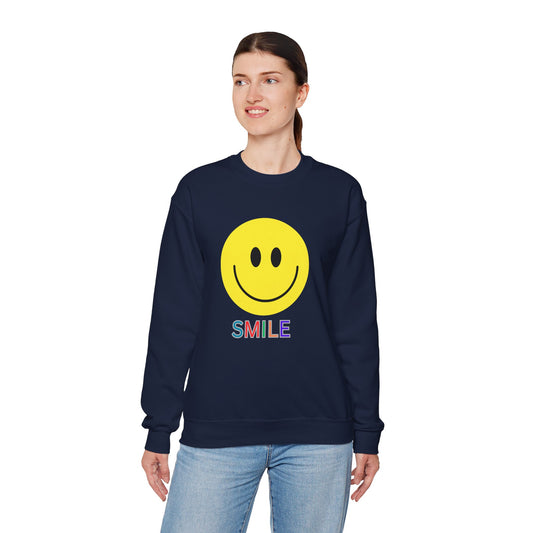 Smile Graphic Crewneck Sweatshirt, Unisex Smile Sweater, Cozy Gift for Him/Her, Cute Loungewear, Positive Vibes Apparel