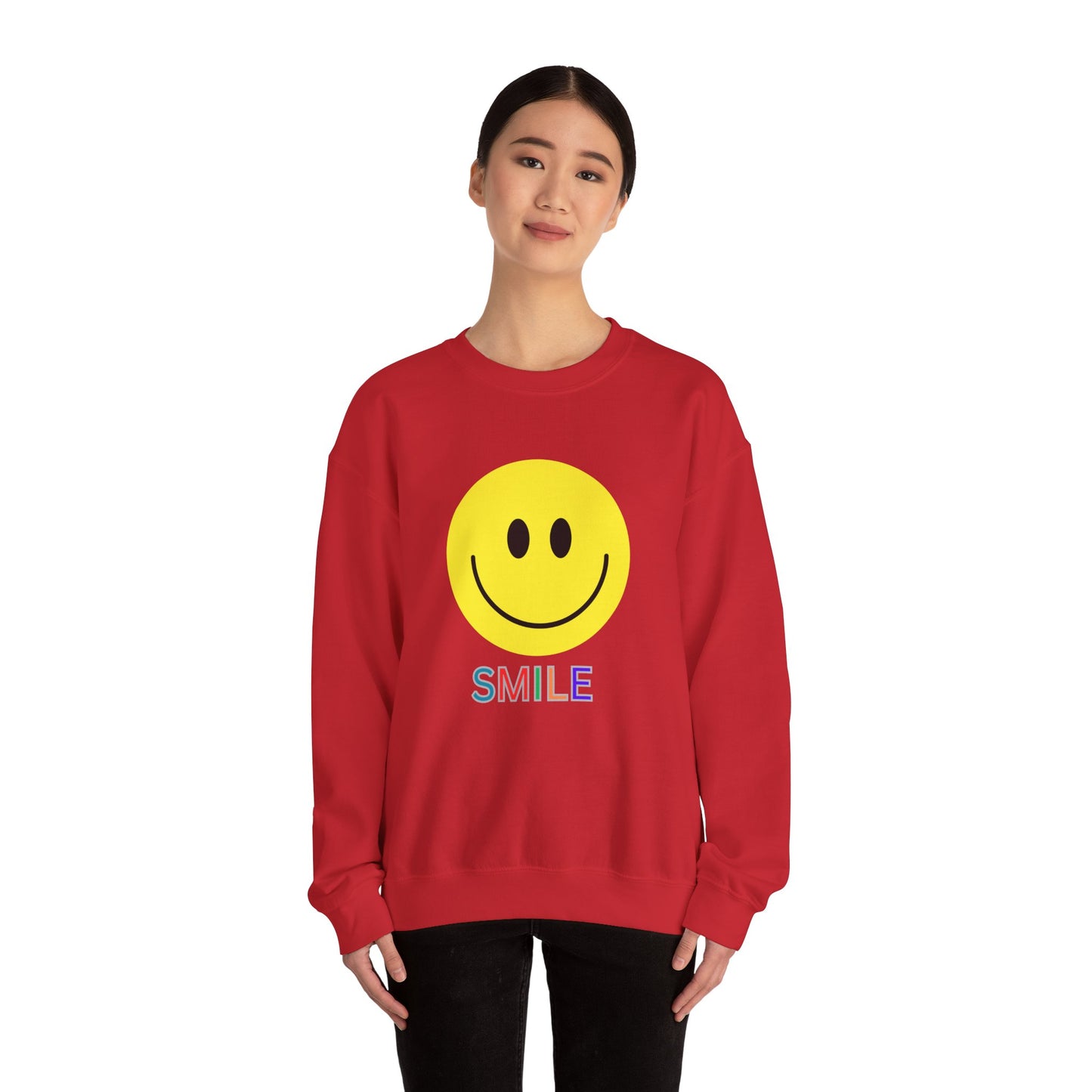Smile Graphic Crewneck Sweatshirt, Unisex Smile Sweater, Cozy Gift for Him/Her, Cute Loungewear, Positive Vibes Apparel