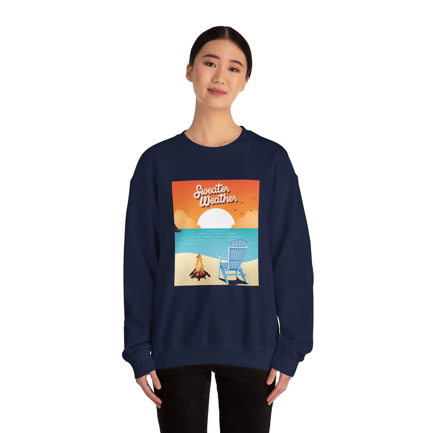 Cozy Beach Vibes Crewneck Sweatshirt - Perfect for Autumn Outings, Sweatshirt Weather, Unisex Gift, Warm Layering