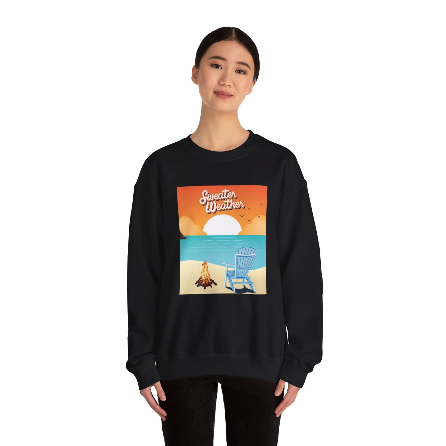 Cozy Beach Vibes Crewneck Sweatshirt - Perfect for Autumn Outings, Sweatshirt Weather, Unisex Gift, Warm Layering