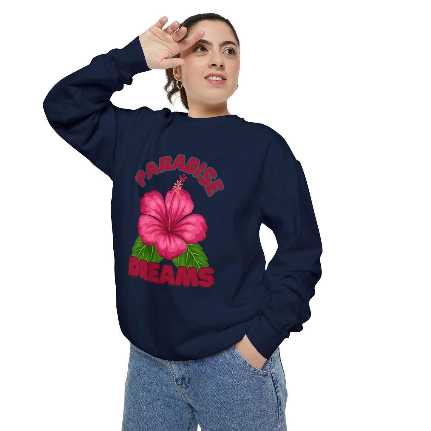 Paradise Dreams Sweatshirt, Comfort Wear, Relaxed Fit, Summer Fashion, Beach Vibes, Gift for Nature Lovers