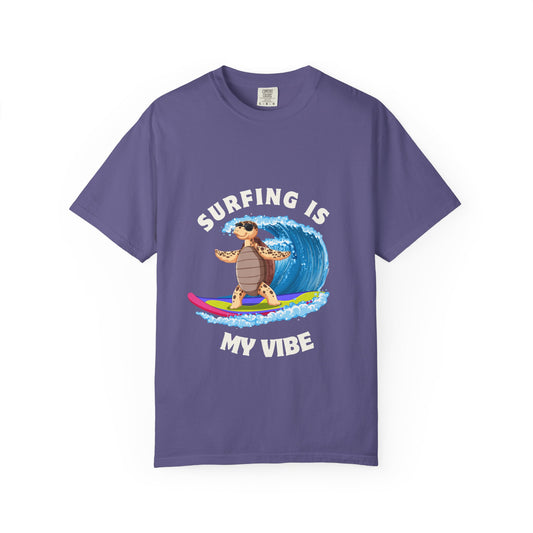 Surfing Vibe T-Shirt, Unisex Garment-Dyed Tee, Beach Apparel, Summer Fashion, Surf Lover Gift, Casual Wear