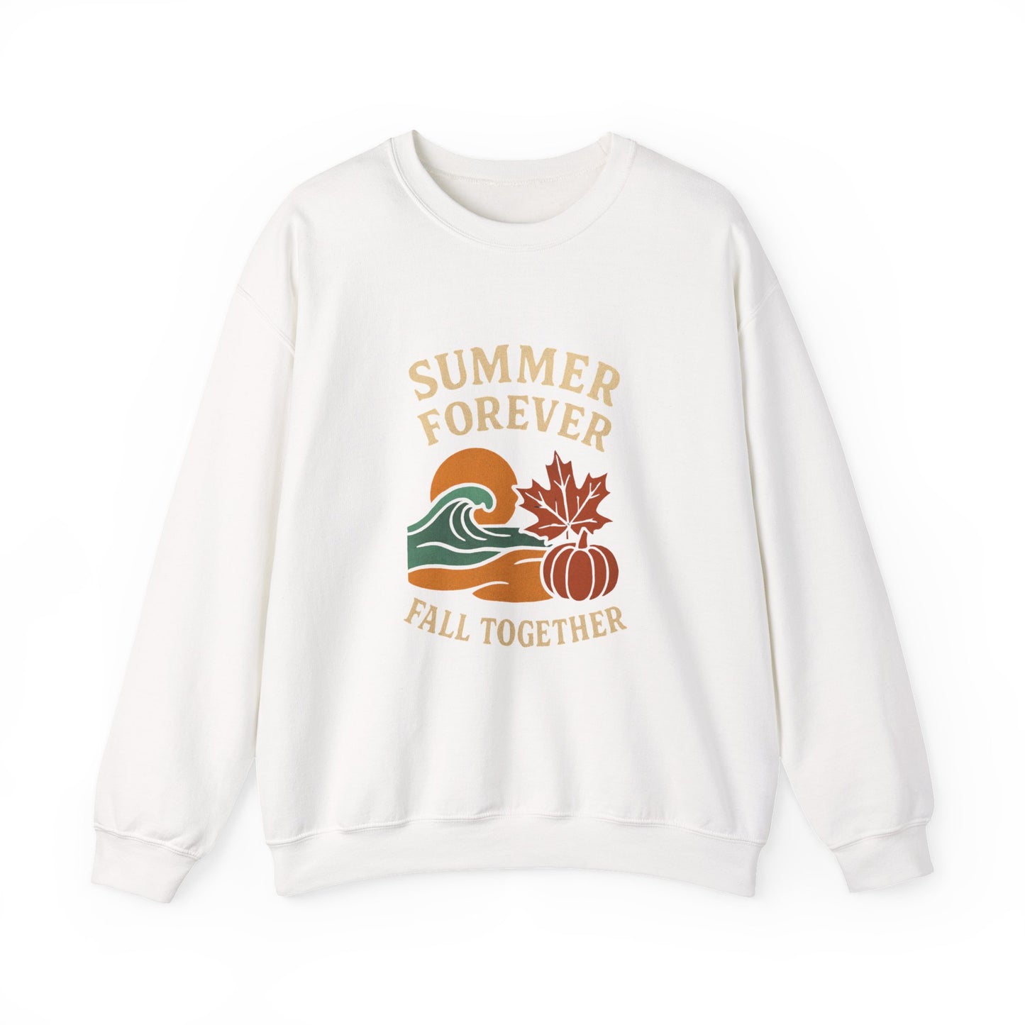 Cozy Fall Sweatshirt: Summer Forever Fall Together, Unisex Crewneck, Autumn Fashion, Seasonal Gift, Casual Wear