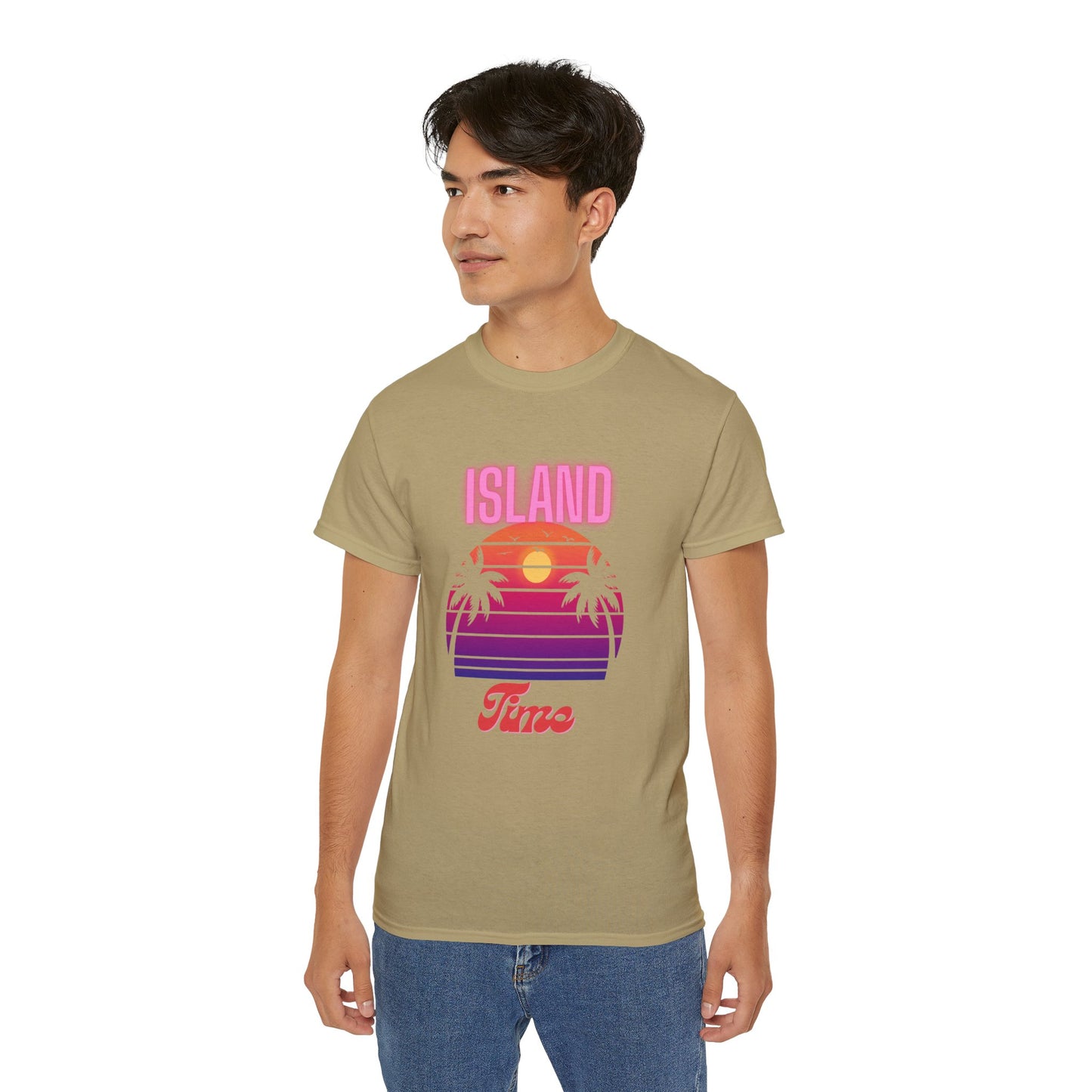 Island Time Men's T-shirt, beach tees, ocean style t-shirt, everyday apparel