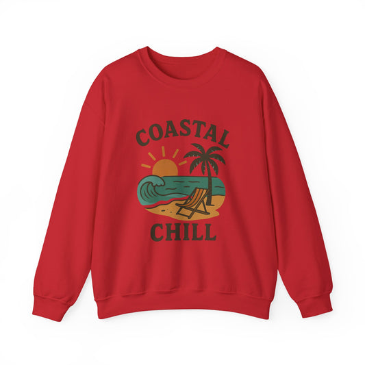 Coastal Chill Crewneck Sweatshirt - Perfect for Beach Lovers, Summer Vibes, Relaxation, Gifts, Outdoor Adventures