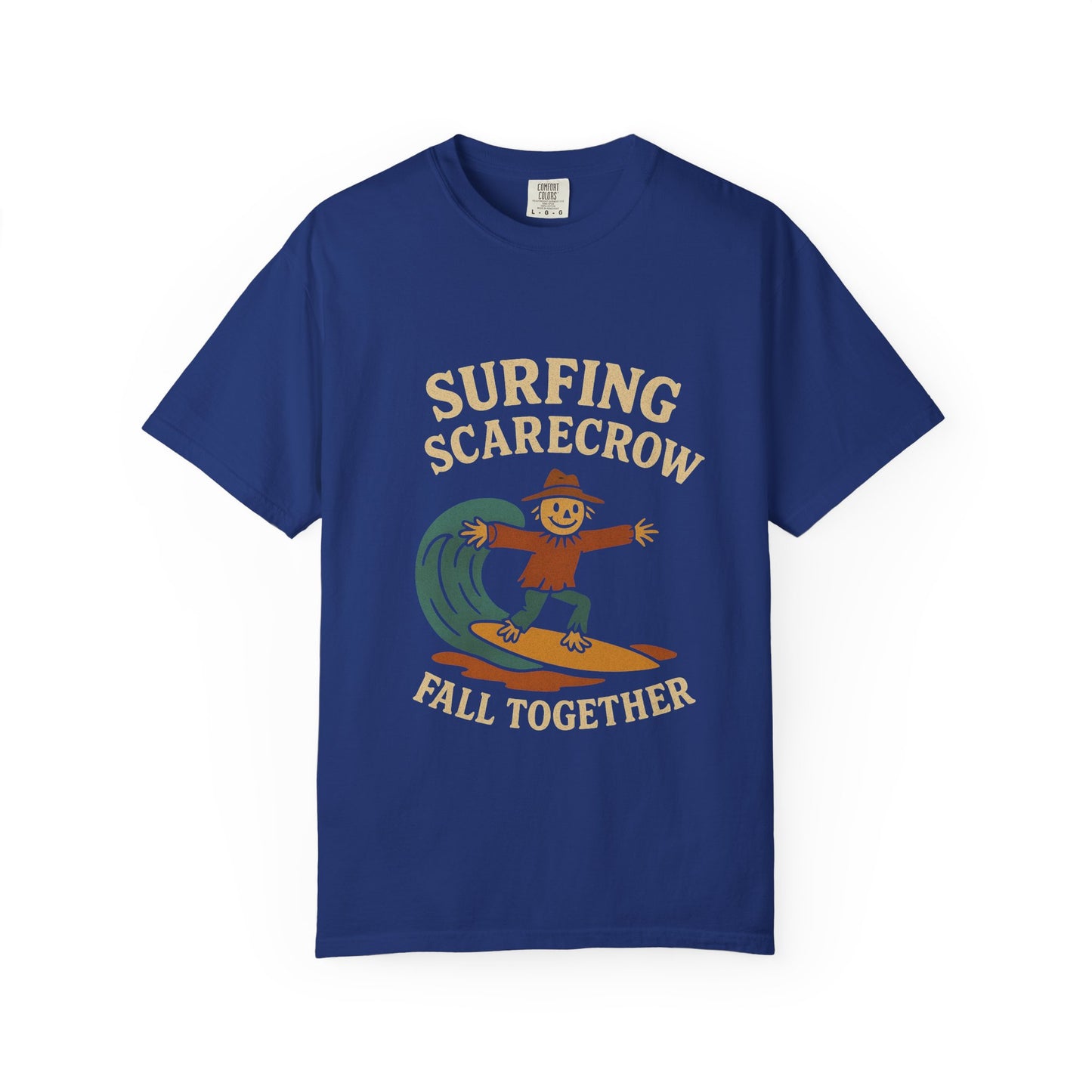 Surfing Scarecrow Unisex T-shirt - Vintage Fall Vibe, Perfect for Beach Days, Casual Outfits, Halloween, and Gifts