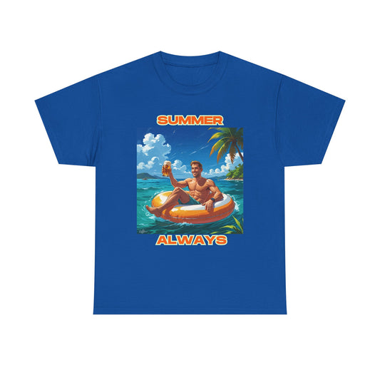 Summer Always Men's T-shirt, fun t-shirt, silly tees, beach style, relaxing mode