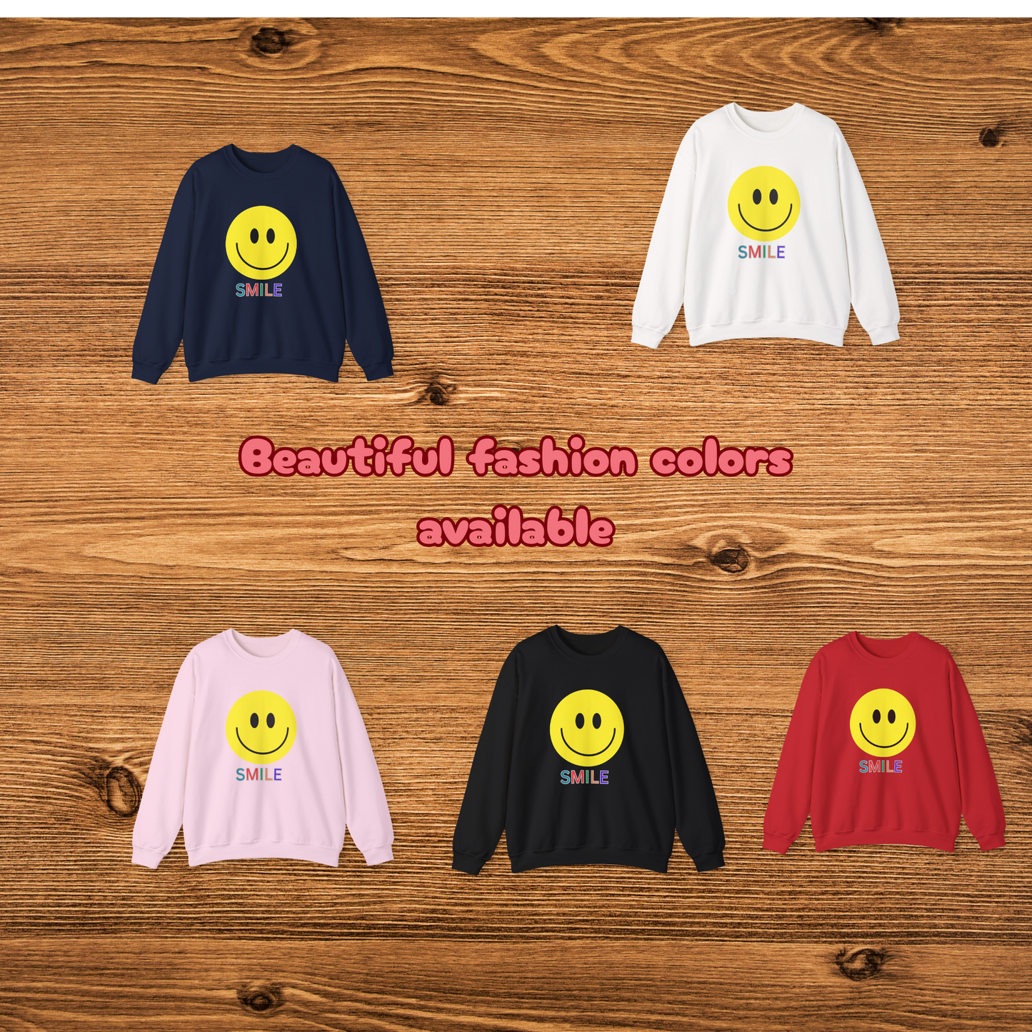 Smile Graphic Crewneck Sweatshirt, Unisex Smile Sweater, Cozy Gift for Him/Her, Cute Loungewear, Positive Vibes Apparel