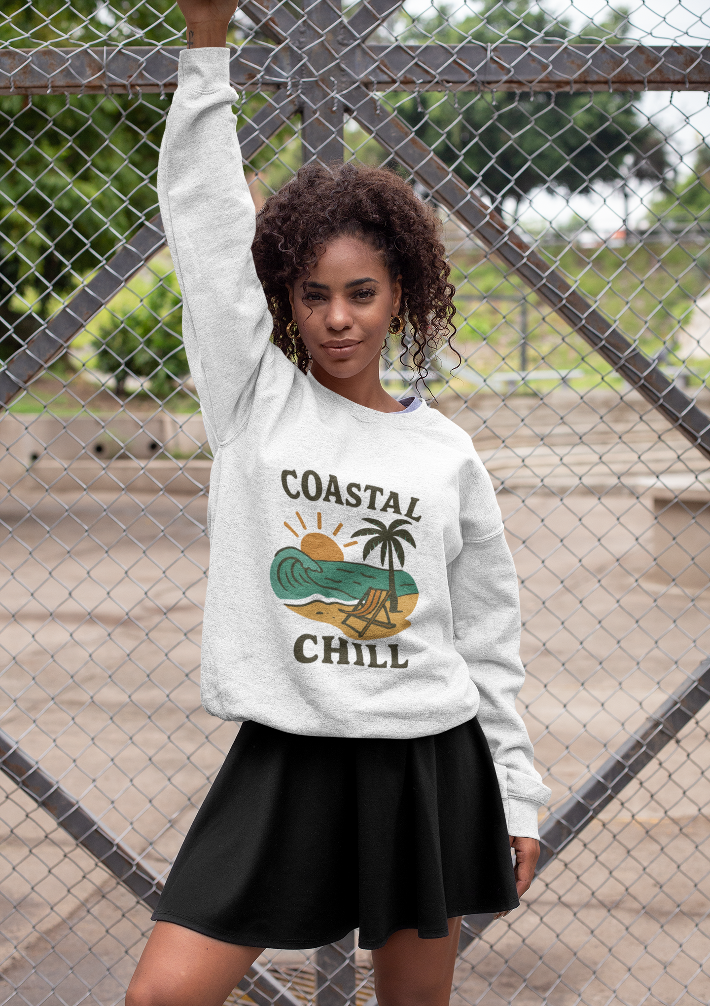 Coastal Chill Crewneck Sweatshirt - Perfect for Beach Lovers, Summer Vibes, Relaxation, Gifts, Outdoor Adventures