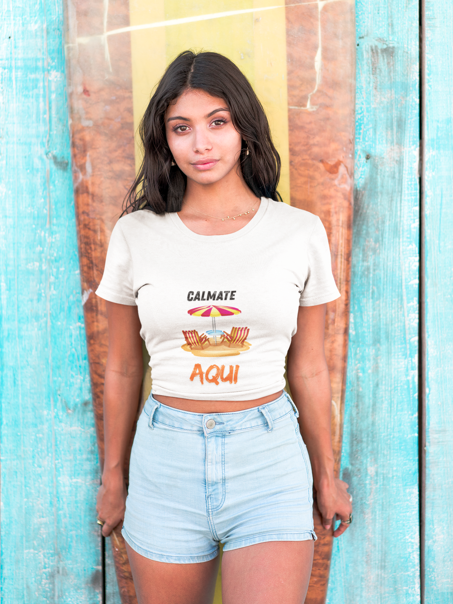 Calmate Aqui T-Shirt, Women's T-shirt, Summer Tees, Beach Lover T-shirt, Ocean, Summer