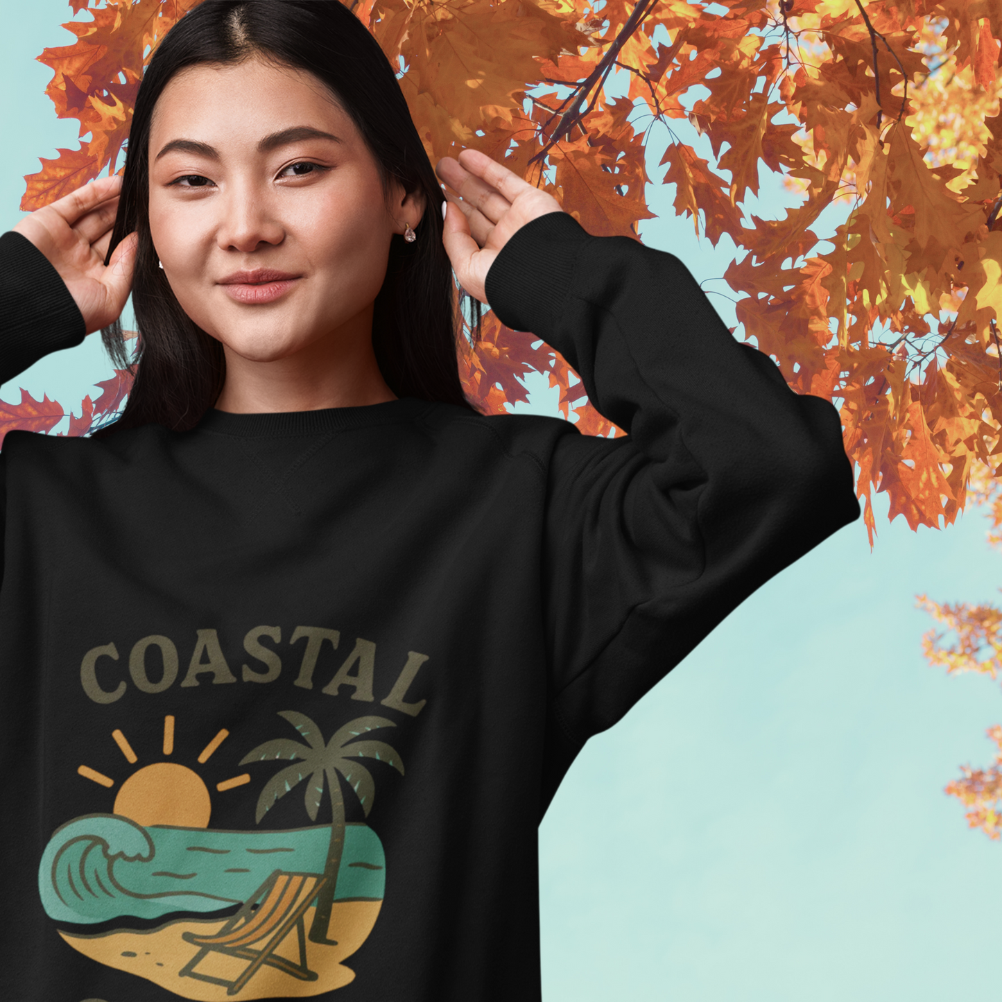 Coastal Chill Crewneck Sweatshirt - Perfect for Beach Lovers, Summer Vibes, Relaxation, Gifts, Outdoor Adventures