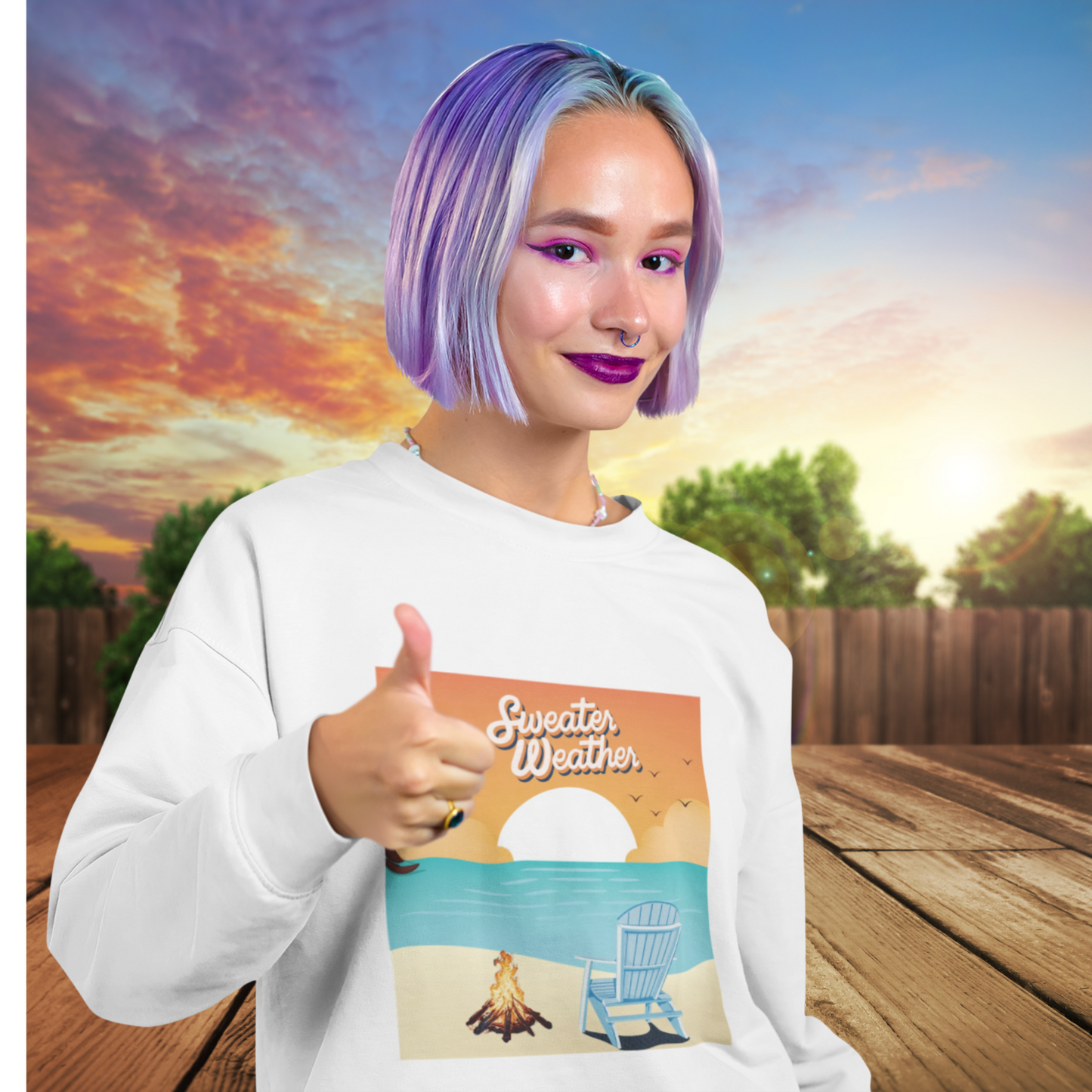 Cozy Beach Vibes Crewneck Sweatshirt - Perfect for Autumn Outings, Sweatshirt Weather, Unisex Gift, Warm Layering