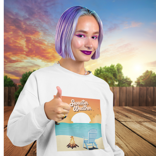 Cozy Beach Vibes Crewneck Sweatshirt - Perfect for Autumn Outings, Sweatshirt Weather, Unisex Gift, Warm Layering