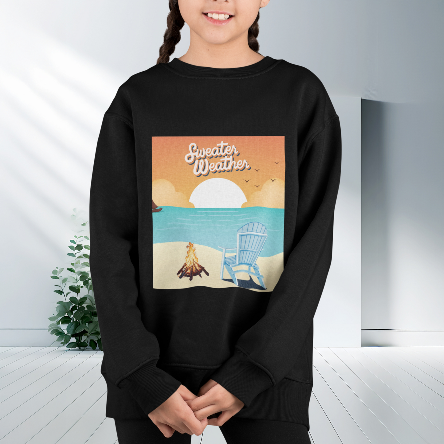 Cozy Beach Vibes Crewneck Sweatshirt - Perfect for Autumn Outings, Sweatshirt Weather, Unisex Gift, Warm Layering